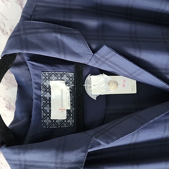 Anthropologie Jumpsuit Brielle Plaid Collar Button Sleeveless Blue - Size M NWT - Picture 6 of 12